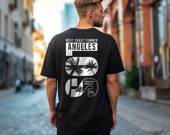 Herren T-Shirt Los Angeles  - Backprint California Design - Streetstyle Oversized Shirt schwarz