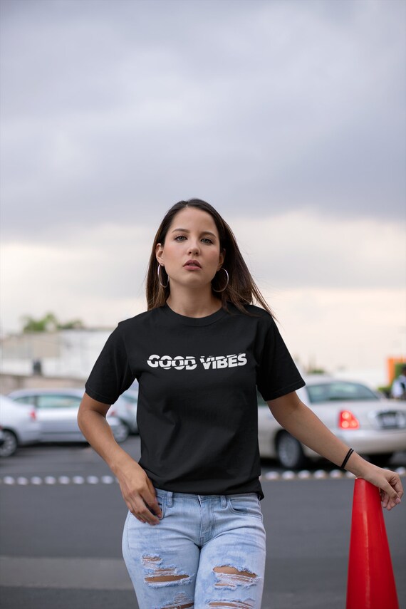 Stoer dames oversized T shirt met spreuk Good Vibes Partyshirt