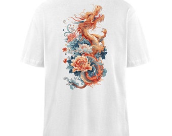 Herren Oversized T-Shirt japanischer Drachen Backprint - Streetstyle Shirt Dragon