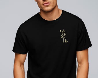 T-shirt da uomo Volpe nella foresta - 100% cotone biologico - Vestibilità media, girocollo, per attività all'aperto