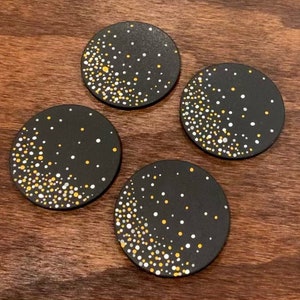 Cork Back Hand painted Dot Coasters Set of 4 Polka Dot Colors