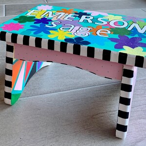 Children s Wood Hand Painted Step Stool Custom Personalized Gift Etsy