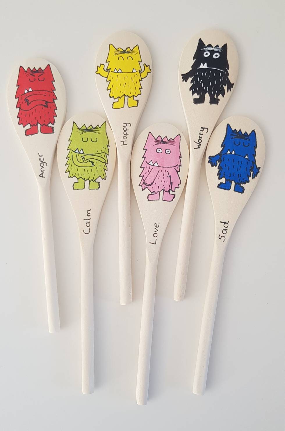 Colour Monster Wooden Spoons Etsy UK