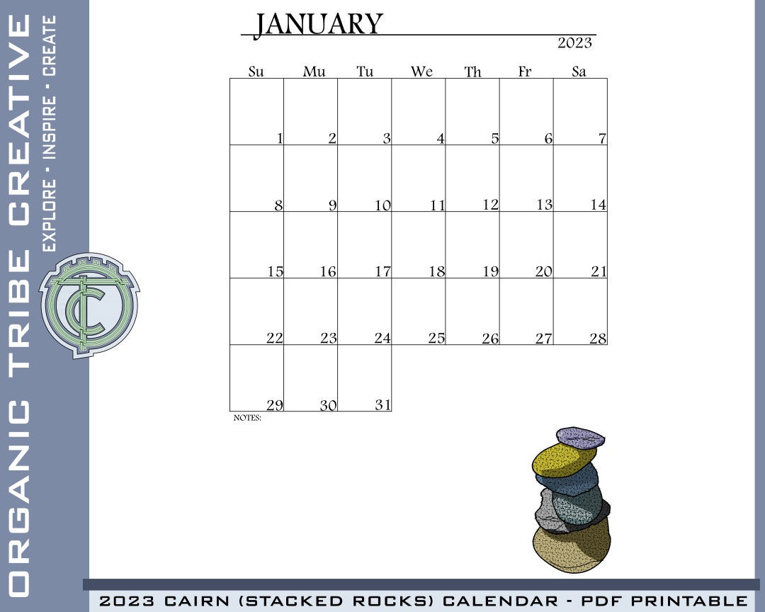 2023 Cairn stacked Rocks Calendar Pdf Printable Etsy