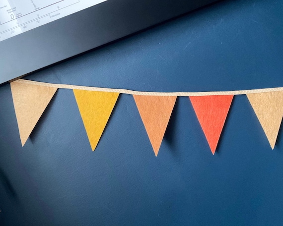 Boho Wedding Bunting, Handmade and Reusable, Rust, Amber and Cappuccino Triangular Flags, Neutral Party Decor, Thanksgiving decorations