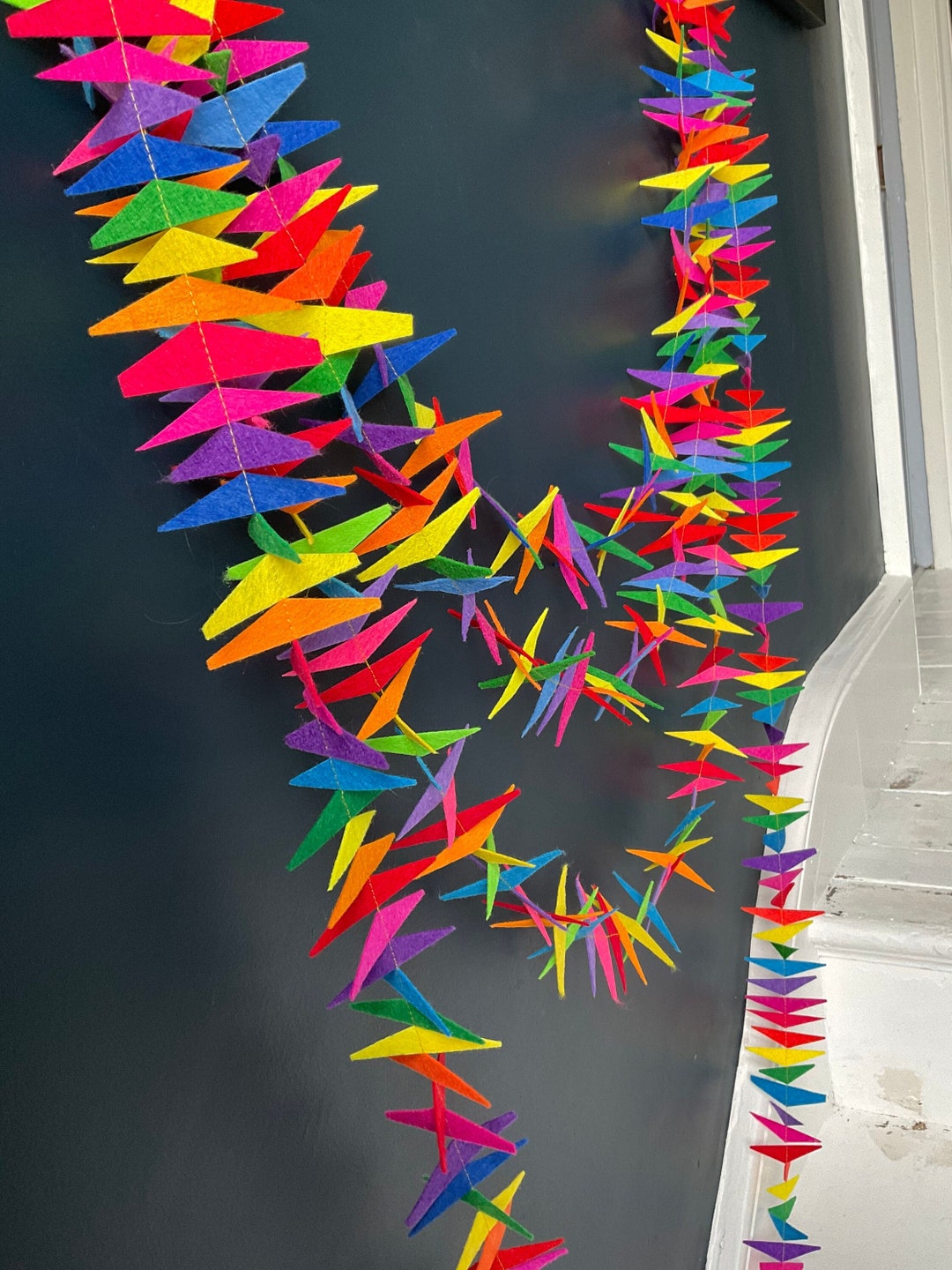 Felt Christmas Tinsel Garland Zero Waste Decoration Rainbow Etsy UK