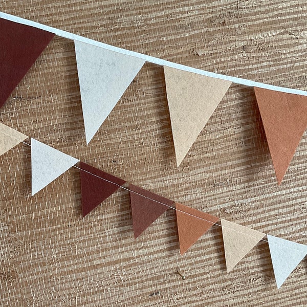 Boho Wedding Bunting, Neutral Nursery Bunting, Toffee, Caramel and Brown, Beige, Felt Garlands, Neutral Party Decor, Handmade and Reusable