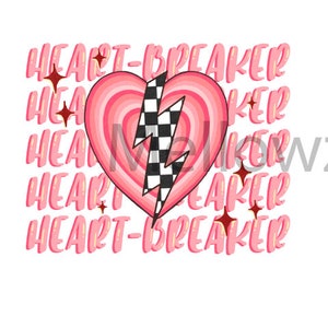 Digitale Png Datei Heartbreaker Distressed Lightning Bolt Valentinstag Kuh Print Shirt Sublimation druckbares Design - INSTANT DOWNLOAD