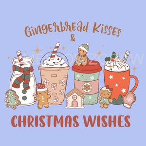 Gingerbread Wishes and Cocoa Kisses Png, Sublimation Design, Png, Christmas,Gingerbread Png,Cocoa ,Digital Download, Sublimation Design,PNG