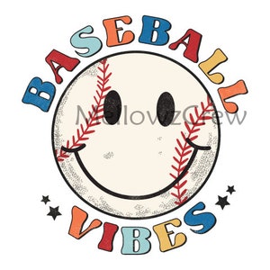 Baseball Vibes Png, Retro Baseball Png, Baseball Sublimation Design, Retro Smiley Face Baseball, Grunge Baseball Png Sublimate Download