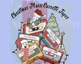 Christmas Music Cassette Tapes PNG, Retro Christmas Sublimation png, Christmas PNG, Christmas Shirt Design, Digital Sublimation Png,PNG