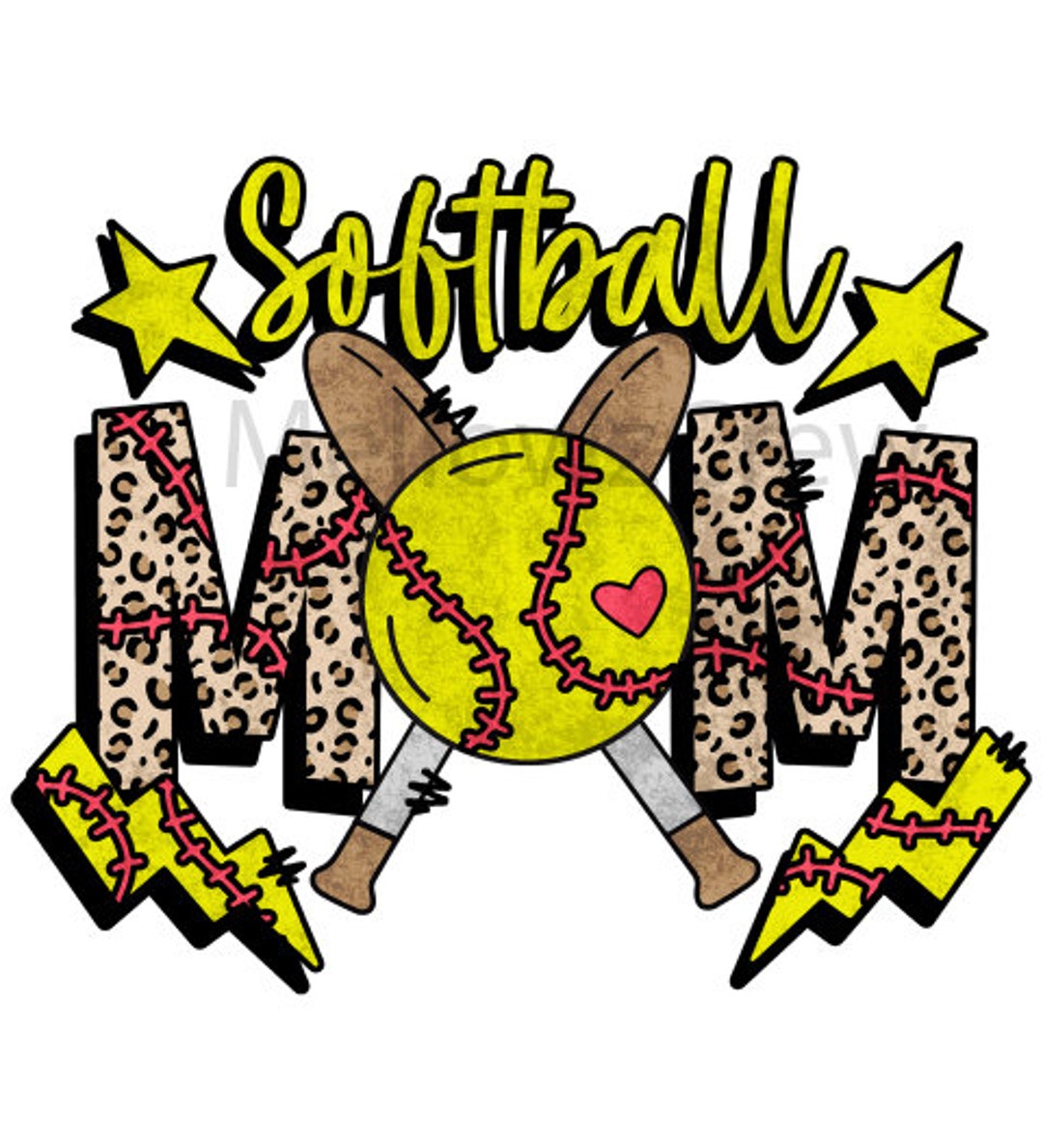 Leopard Softball Mom PNG, Sublimation Design Digital Download, Softball