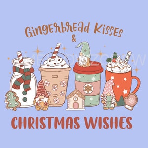 Gingerbread Wishes and Cocoa Kisses Png Sublimation Design,Gnome Png, Christmas,Gingerbread Png,Cocoa ,Digital Download, Sublimation Design