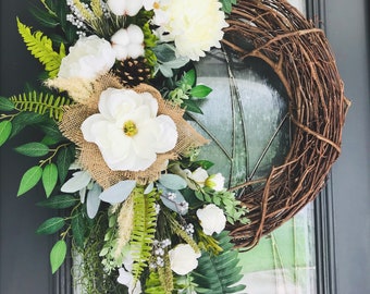 Spring Wreath, Spring/Summer Wreath, Spring Wreath with Bow, Wildflower  Wreath, Summer Wreath, Burlap Bow, Sunflower and Poppy Wreath 2023