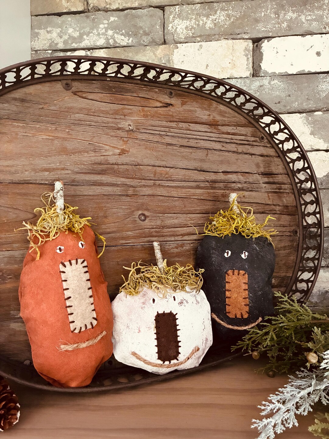 Pumpkin Bowl Fillers - Set of 3 - Primitive Fall Decor - Etsy