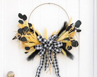 Fall Corn Husk Hoop Wreath: Halloween Door Hanger