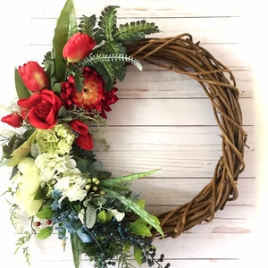 Patriotic wreath for front door / summer wreath / 4th of July wreath / red white and blue wreath / patriotic decor / memorial day wreath