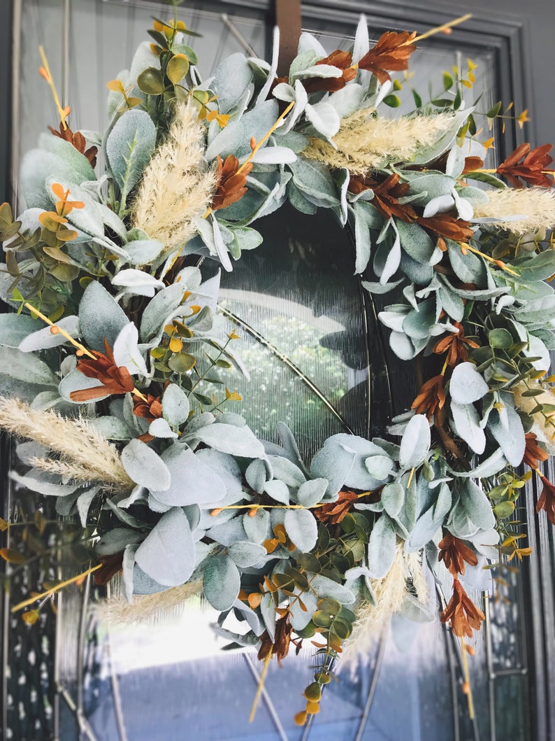 Fall Lambs Ear Wreath, Autumn Fall Wreath, Front Door Wreath for Fall ...