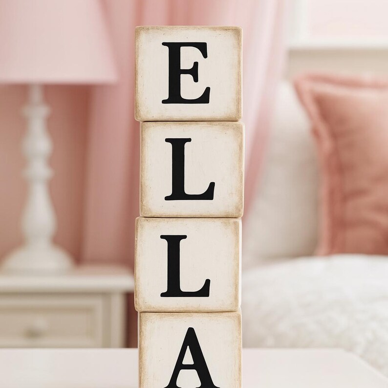 Name Block Letters Wood Name Block Letters - Nursery Name Decor - Personalized Name Signs ...