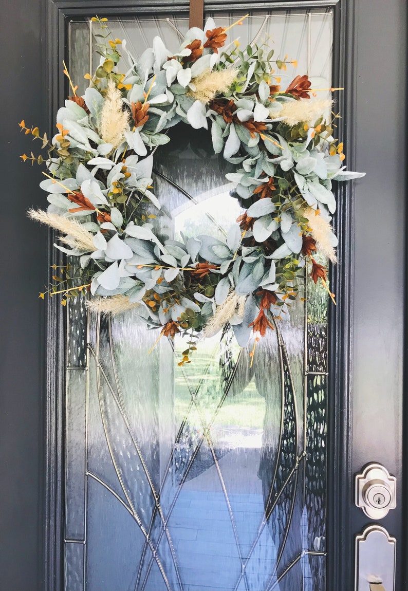 Fall Lambs Ear Wreath, Autumn Fall Wreath, Front Door Wreath for Fall ...