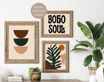 Modern gallery wall set of 3, Boho Bundle Prints, gallery wall prints, neutral colors, Modern Simple wall art, Printable Wall Art