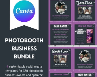 360 Photo Booth Flyer • Editable Flyer • Motion Flyer • Party Flyer • DIY Canva Template
