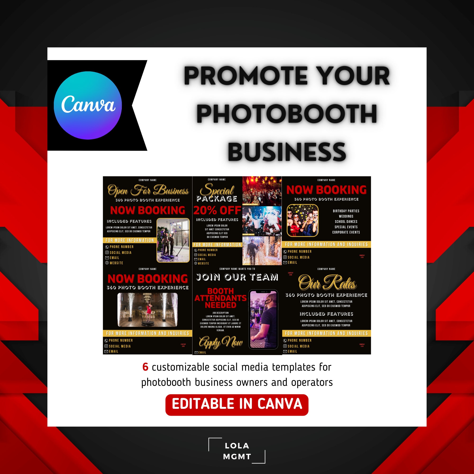 2x MAGIC MIRROR Photo Booth Flyer, Premade Business Social Media