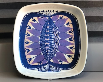 Big size Royal Copenhagen fajance Hand Painted butterfly ceramic dish/tray - Designed by Beth Breyen 168/2884 Danish Mid-century