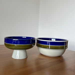 Rörstrand Sweden "Elisabeth" compote bowl and ownproof bowl set Designed by Marianne Westman , Swedish stoneware 70s
