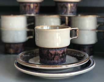 Quistgaard Mexico coffee set of 2  - IHQ tableware. Midcentury 70s modern design. Bing and Grondahl. Scandinavian stoneware.