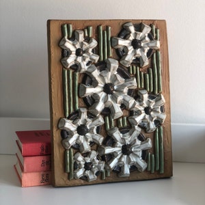 Marianne Starck for Michael Andersen & Son - Big Wall Tile / Relief with floral pattern Danish Mid-century Pottery wall art