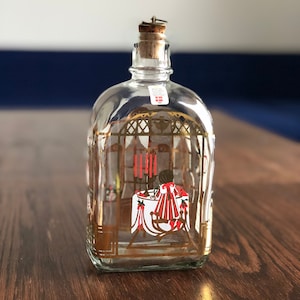 Vintage Holmegaard Christmas liquor Bottle 1989 Design by Michael Bang Scandinavian vintage collectible Christmas Decor, Retro Barware
