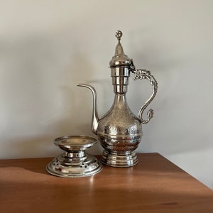 Antique Middle Eastern Persian Hand Engraved Large Pitcher & Basin set , 19th century Handmade Islamic Copper pitcher