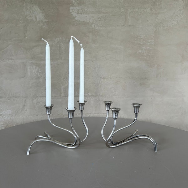 Vintage Mid-Century Modern Silver Candle Candelabra by Carl F. Christensen for Denmark set of 2