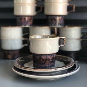 Quistgaard Mexico coffee set of 2  - IHQ tableware. Midcentury 70s modern design. Bing and Grondahl. Scandinavian stoneware.