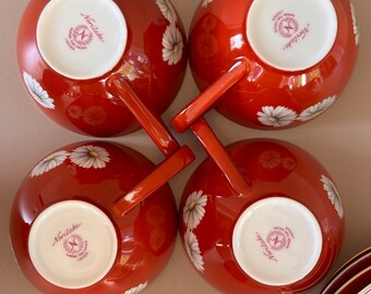 Noritake Nippon Toki Kaisha Red Daisy Tea Set 1950s - Etsy