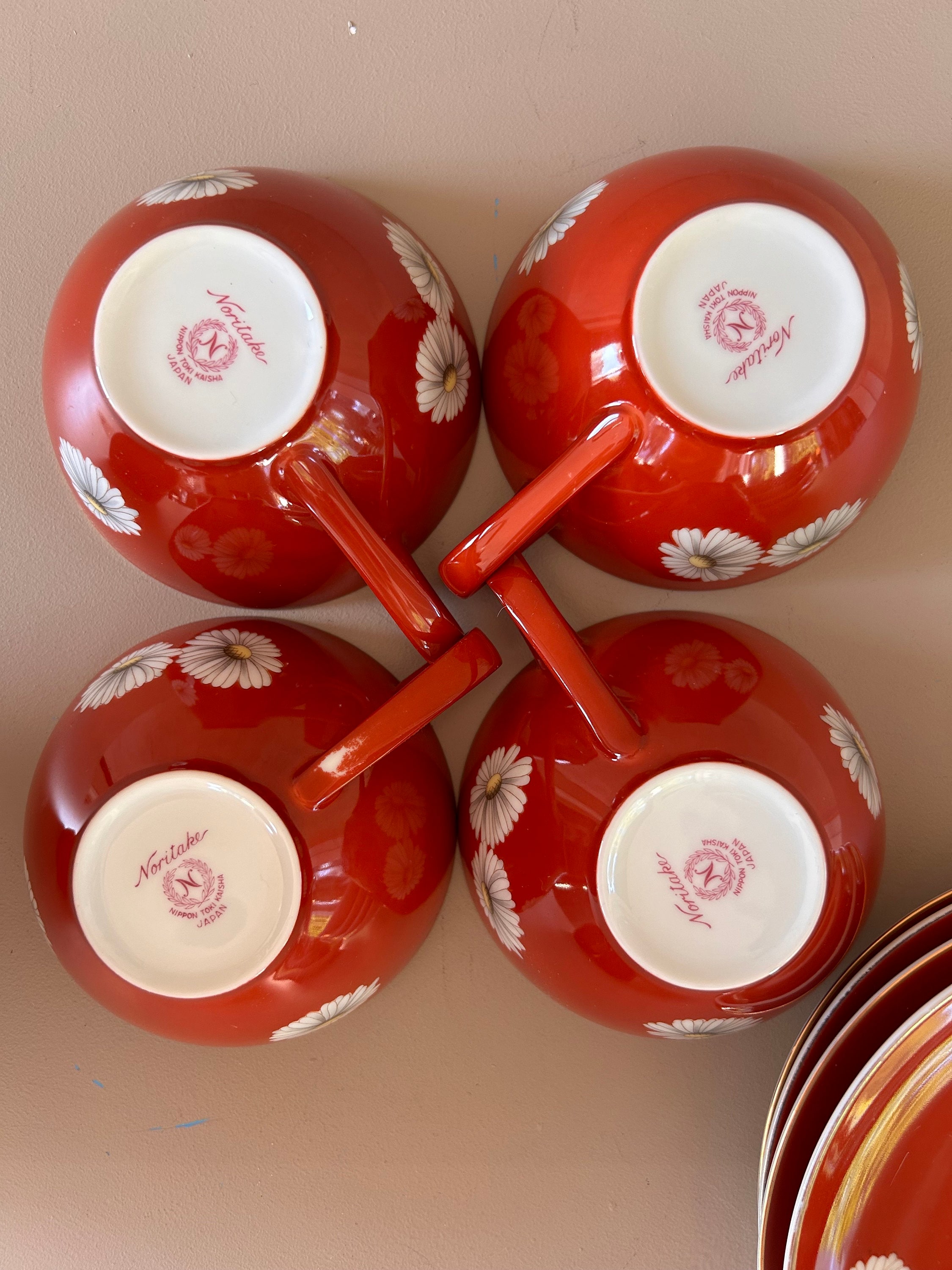 お茶器 Noritake Nippon Toki Kaisha Red Daisy Tea Set 1950s - Etsy