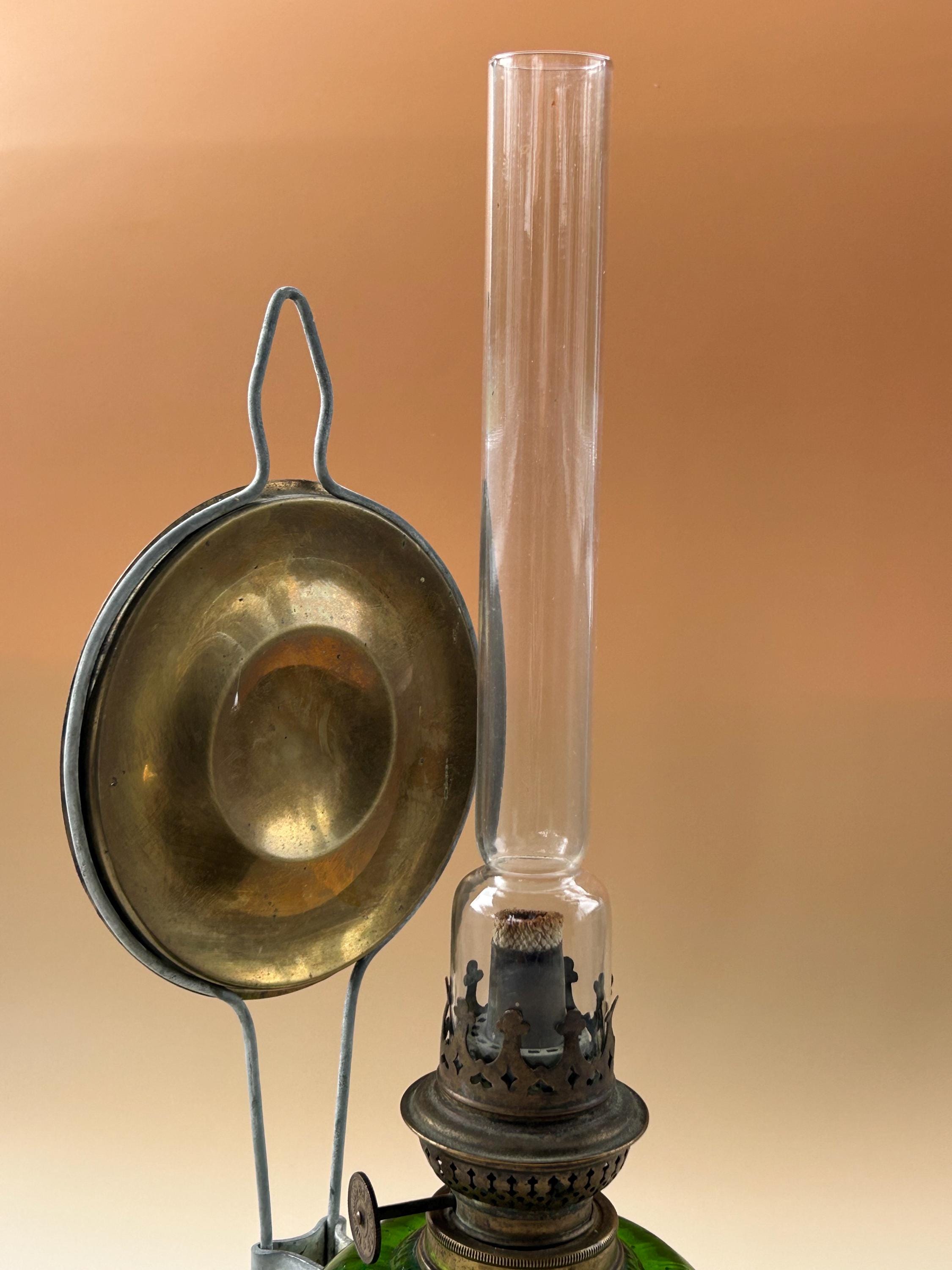 Kosmos Brenner Emerald Green Glass Oil Lamp With Brass Reflector