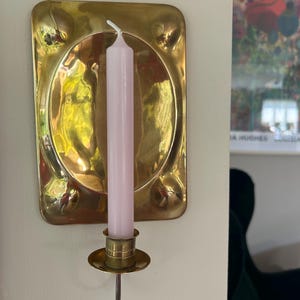 Vintage Solid Brass Wall Candle holder | Mid Century Modern Sconce | Scandinavian Brass Wall Decor | Reflector Candle Sconce