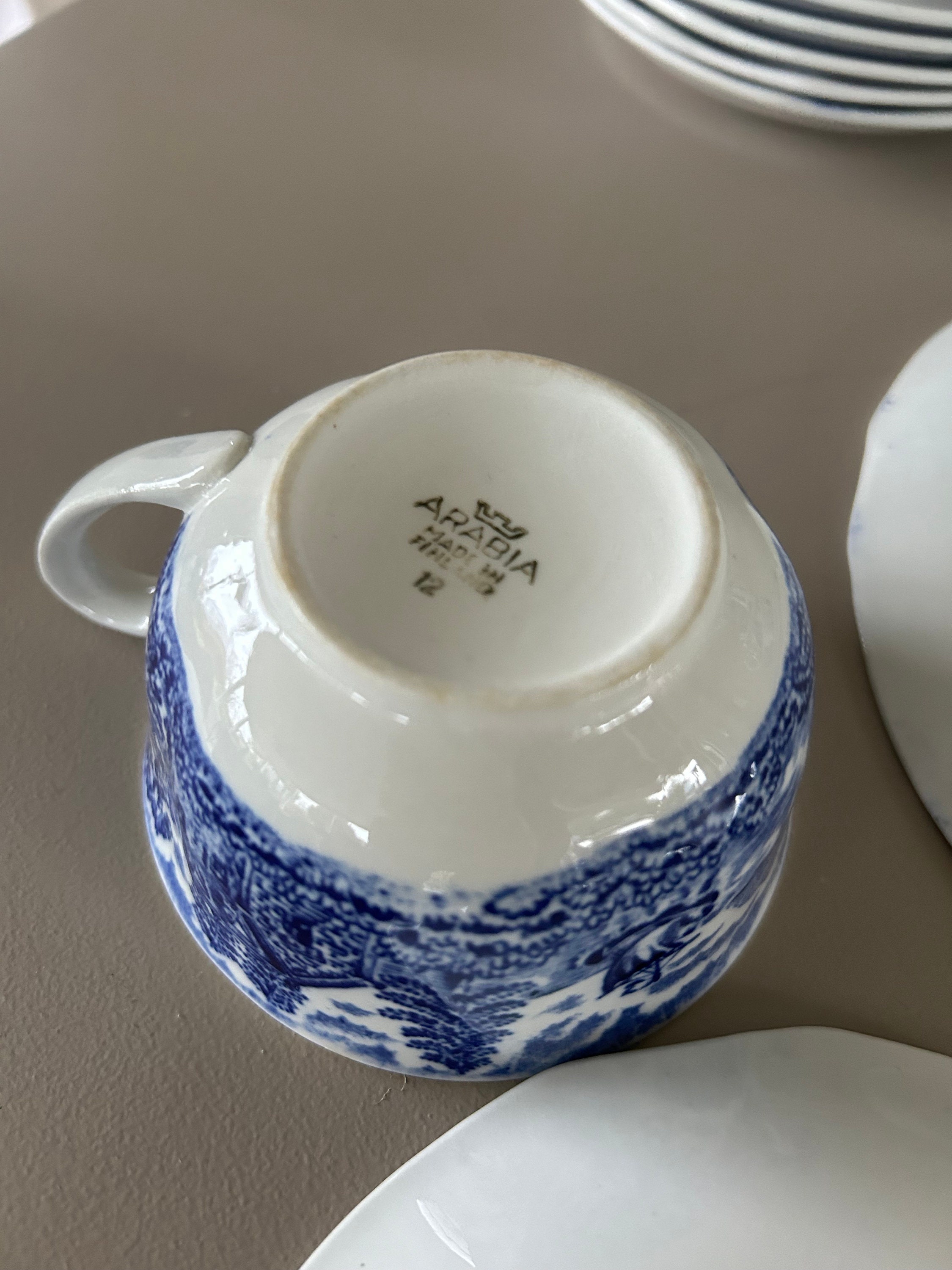 食器 ARABIA FINLAND Vintage Arabia of Finland Cup and Saucer Blue Flower and