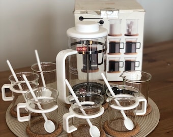 Vintage Bodum BISTRO French Press set, Danish Mid Century Modern Kitchen / Scandinavian Retro Glassware , designed by Carsten Jorgensen