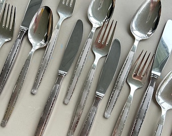1940s Danish Silverplate “Capri” Flatware - Minimalist Art Deco Cutlery Set for 6 persons