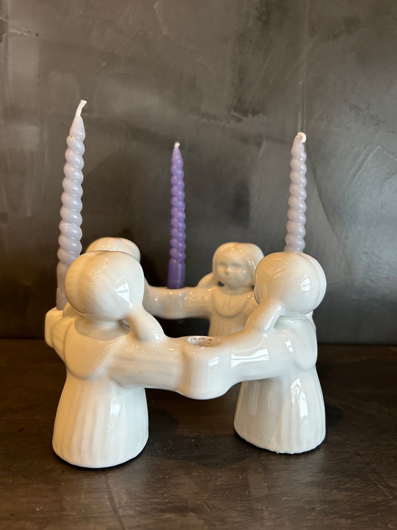 Goebel Ceramic Christmas Advent Candle Holder With Four Angels Etsy