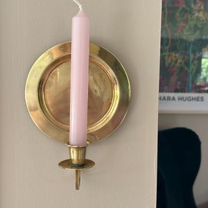 Vintage Solid Brass Round Wall Candle Holder | Mid Century Modern Reflector Sconce | Scandinavian Brass Wall Decor | Danish Candle Sconce