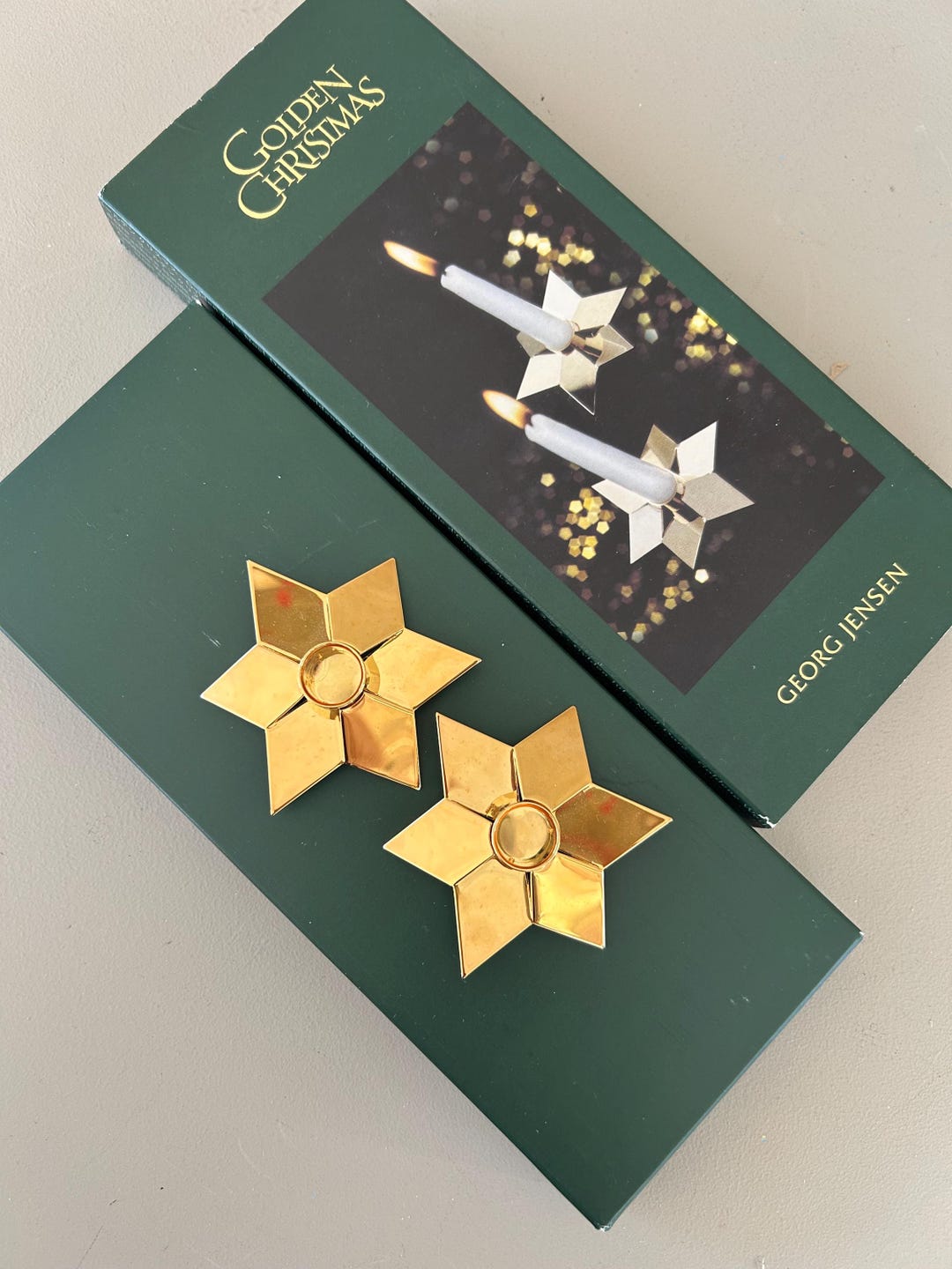 Goerg Star Georg Jensen Gold Plated Star Candlestick Holders: Danish Christmas ...