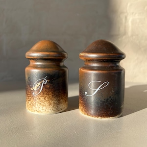 Vintage Porsgrund Stoneware Salt and Pepper Shakers: Mid-Century Scandinavian Design