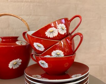 ノリタケ日本陶器会社 レッドデイジー ティーセット 1950年代 - Etsy 日本