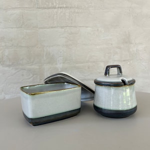 Quistgaard TEMA stoneware marmelade / sugar jar and butter dish set designed by Jens Harald Quistgaard Bing Grondahl Denmark 1970s