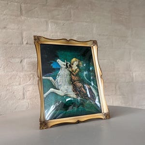 Vintage Art Deco Brass Frame: Ornate Scandinavian Desk Decor