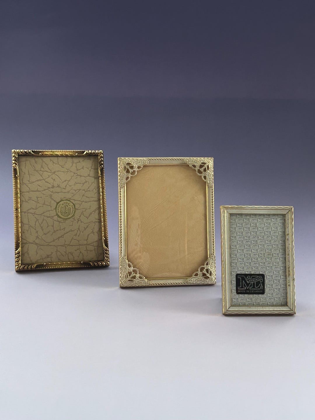 Set of 3 Vintage Metal Photo Frames – Made in Denmark – Ornate ...